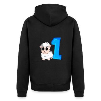 1 an - Inscription à l’école - Motif mouton - Numéro 1 - Veste à capuche bio Premium Unisexe - noir - Dos - Nico (187cm)