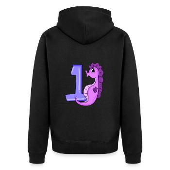1 an - Inscription à l’école - Motif hippocampe - Veste à capuche bio Premium Unisexe - noir - Dos - Nico (187cm)