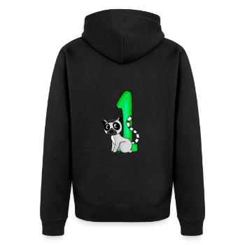 1 an - Inscription à l’école - Motif lémur - Numéro 1 - Veste à capuche bio Premium Unisexe - noir - Dos - Nico (187cm)