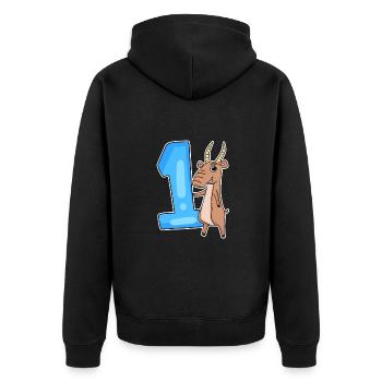 1 an - Inscription à l’école - Motif antilope - Numéro 1 - Veste à capuche bio Premium Unisexe - noir - Dos - Nico (187cm)