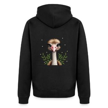 Niedlicher Strauß - Unisex Premium Bio Zip Hoodie - Schwarz - Hinten - Nico (187cm)