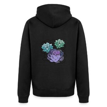 Sukkulenten - Unisex Premium Bio Zip Hoodie - Schwarz - Hinten - Nico (187cm)