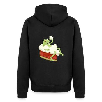 Kuchenfrosch (neu) - Unisex Premium Bio Zip Hoodie - Schwarz - Hinten - Nico (187cm)