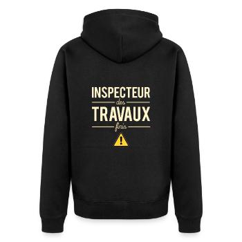 Inspecteur Des Travaux Finis Chef Patron Humour - Veste à capuche bio Premium Unisexe - noir - Dos - Nico (187cm)