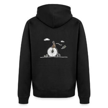 Antikes Fahrrad - Unisex Premium Bio Zip Hoodie - Schwarz - Hinten - Nico (187cm)