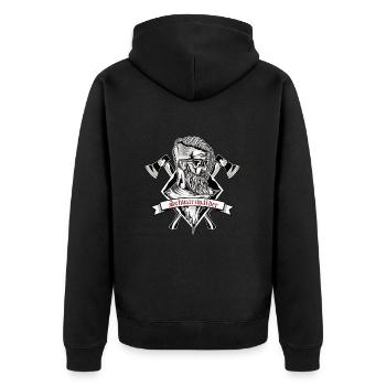 Schwarzwälder mit Axt Schwarzwald Schwarzwaldbub - Unisex Premium Bio Zip Hoodie - Schwarz - Hinten - Nico (187cm)
