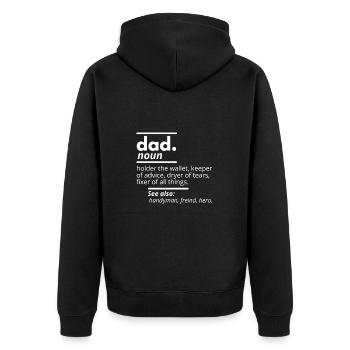Dad Holder Der Portemonnaie-Hüter der Ratschläge - Unisex Premium Bio Zip Hoodie - Schwarz - Hinten - Nico (187cm)