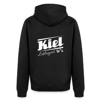 Kiel - Lieblingsort mit Stadtnamen - Unisex Premium Bio Zip Hoodie - Schwarz - Hinten - Nico (187cm)
