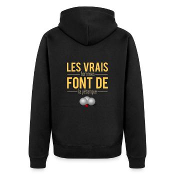 Les Vrais Hommes Font De La Pétanque Boule Humour - Veste à capuche bio Premium Unisexe - noir - Dos - Nico (187cm)
