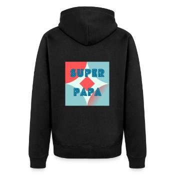 PAPA. FÊTE DES PÈRES. BONNE FÊTE PAPA. BONNE FÊTE - Veste à capuche bio Premium Unisexe - noir - Dos - Nico (187cm)