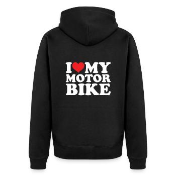 Motocross Motorcyclist I Love My Motorcycle - Unisex Premium Organic Zip Hoodie - black - Back - Nico (187cm)
