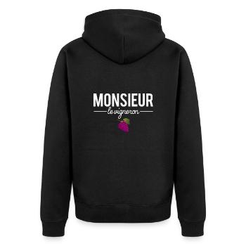 Monsieur le vigneron cadeau papa vigneron humour - Veste à capuche bio Premium Unisexe - noir - Dos - Nico (187cm)