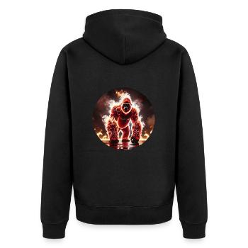 Fire Gorilla in the Burning Jungle - Unisex Premium Organic Zip Hoodie - black - Back - Nico (187cm)