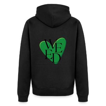 Weed Love, Love Weed - Unisex Premium Bio Zip Hoodie - Schwarz - Hinten - Nico (187cm)