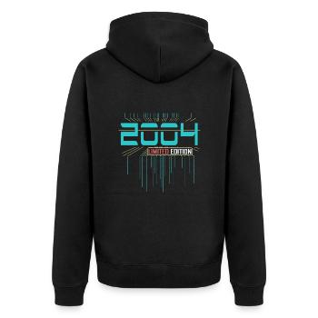 18. Geburtstag Junge Mädchen 18 Jahre 2004 - Unisex Premium Bio Zip Hoodie - Schwarz - Hinten - Nico (187cm)