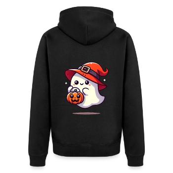 Adorable fantôme avec chapeau de sorcière - Veste à capuche bio Premium Unisexe - noir - Dos - Nico (187cm)