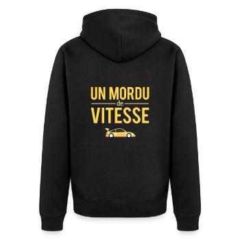 Un Mordu De Vitesse Passionné Voiture Humour - Veste à capuche bio Premium Unisexe - noir - Dos - Nico (187cm)
