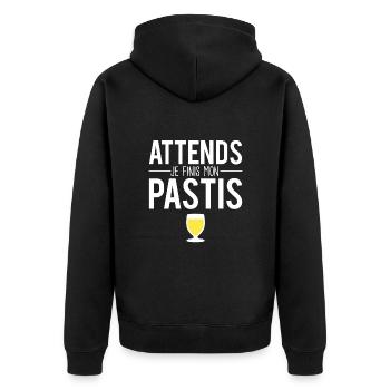 Attends je finis mon pastis jaune alcool humour - Veste à capuche bio Premium Unisexe - noir - Dos - Nico (187cm)