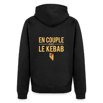 En couple avec le kebab fast food humour - Veste à capuche bio Premium Unisexe - noir - Dos - Nico (187cm)