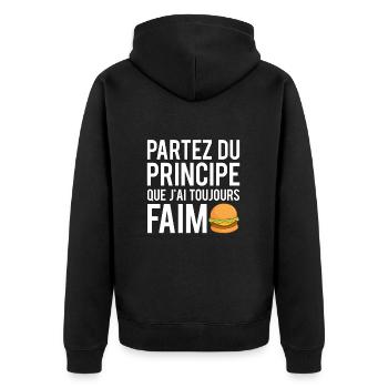 Partez du principe que j'ai toujours faim burger - Veste à capuche bio Premium Unisexe - noir - Dos - Nico (187cm)