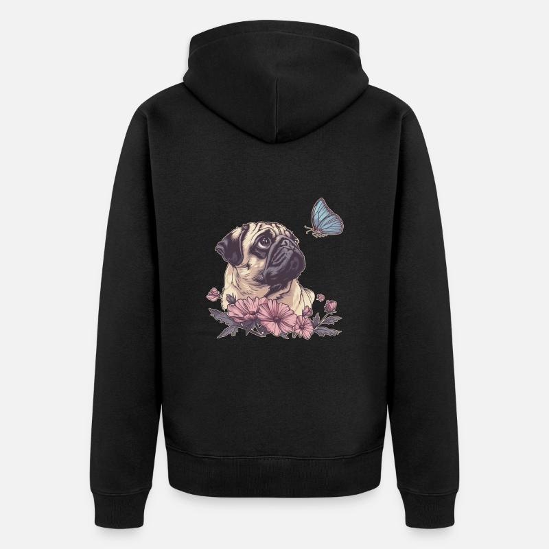 Carlin et papillon - Veste à capuche bio Premium Unisexe - noir