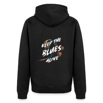 Le blues est vivant Gardez le blues vivant - Veste à capuche bio Premium Unisexe - noir - Dos - Nico (187cm)
