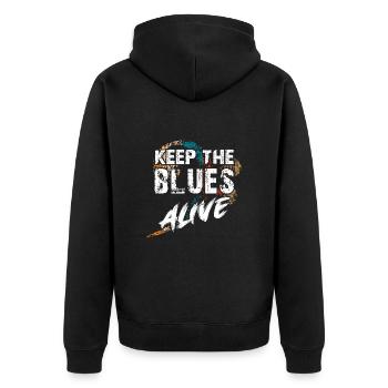 Le blues est vivant Gardez le blues vivant - Veste à capuche bio Premium Unisexe - noir - Dos - Nico (187cm)