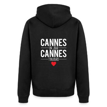 Cannes un jour cannes toujours cadeau cannois - Veste à capuche bio Premium Unisexe - noir - Dos - Nico (187cm)