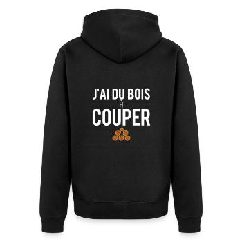 J'ai du bois à couper bûcheron métier humour - Veste à capuche bio Premium Unisexe - noir - Dos - Nico (187cm)