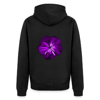 Lila blühende Blume - Unisex Premium Bio Zip Hoodie - Schwarz - Hinten - Nico (187cm)