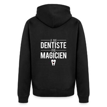 Je suis dentiste pas magicien métier profession - Veste à capuche bio Premium Unisexe - noir - Dos - Nico (187cm)