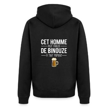 Idée cadeau amateur bière mousse pression humour - Veste à capuche bio Premium Unisexe - noir - Dos - Nico (187cm)