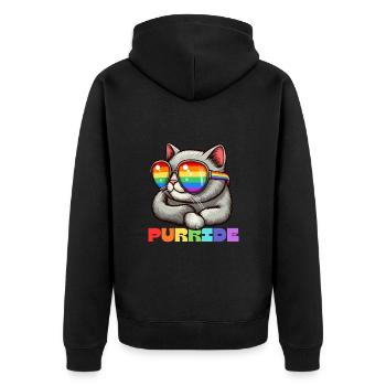 Cat Purride Gay Parade Pride Month LGBTQ Rainbow - Unisex Premium Bio Zip Hoodie - Schwarz - Hinten - Nico (187cm)
