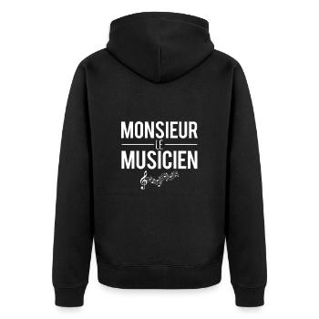 Monsieur le musicien blague musicien humour - Veste à capuche bio Premium Unisexe - noir - Dos - Nico (187cm)