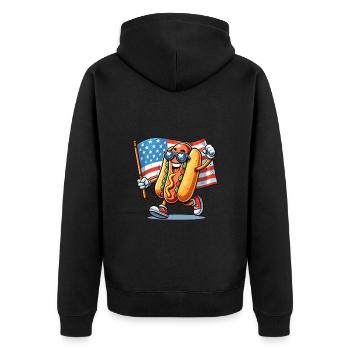Hot Dog America USA American Flag Funny - Unisex Premium Organic Zip Hoodie - black - Back - Nico (187cm)