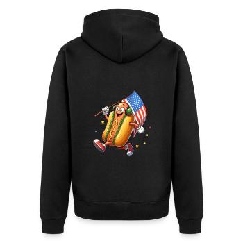 Hot Dog National Hot Dog Day America USA Funny - Unisex Premium Organic Zip Hoodie - black - Back - Nico (187cm)