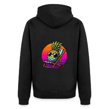 Holiday Pineapple Deck Chair Sunset Funny - Unisex Premium Organic Zip Hoodie - black - Back - Nico (187cm)