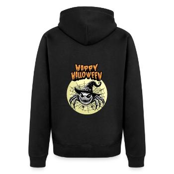 Happy Halloween Spider Spider Web Witch Witch Hat - Unisex Premium Organic Zip Hoodie - black - Back - Nico (187cm)