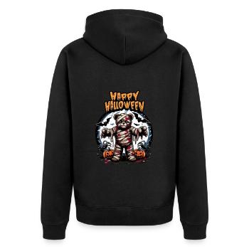 Happy Halloween Teddy Bear Zombie Halloween Costume - Unisex Premium Organic Zip Hoodie - black - Back - Nico (187cm)