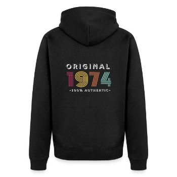 Original 1974 Vintage Rétro Cadeau d’anniversaire - Veste à capuche bio Premium Unisexe - noir - Dos - Nico (187cm)