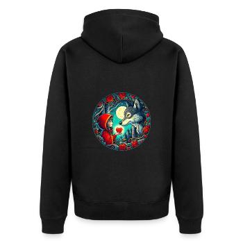 Conte de fées Le petit chaperon rouge Loup Cœur d’enfant Bien-être animal - Veste à capuche bio Premium Unisexe - noir - Dos - Nico (187cm)