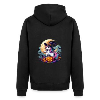 Halloween Unicorn Witch Witch Hat Pumpkins Kids - Unisex Premium Organic Zip Hoodie - black - Back - Nico (187cm)