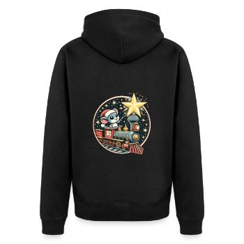 Modèle de Noël Train Souris Étoile Enfants Mignon - Veste à capuche bio Premium Unisexe - noir - Dos - Nico (187cm)