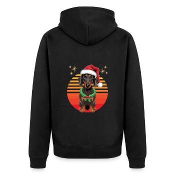 Teckel Noël Chien Dresseur Chien Rétro Drôle - Veste à capuche bio Premium Unisexe - noir - Dos - Nico (187cm)