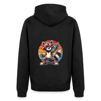 Waschbär Rockmusik Retro Musiker Cool Musik Lustig - Unisex Premium Bio Zip Hoodie - Schwarz - Hinten - Nico (187cm)