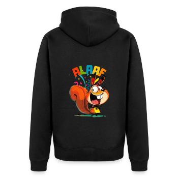 Carnival Squirrel Kölle Alaaf Cologne Funny - Unisex Premium Organic Zip Hoodie - black - Back - Nico (187cm)