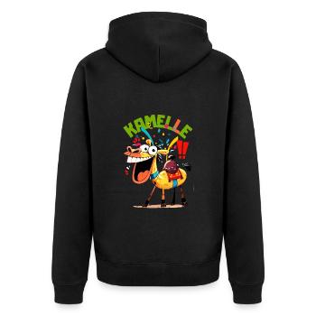Karneval Kamel Alaaf Kamelle Kölner Kostüm Lustig - Unisex Premium Bio Zip Hoodie - Schwarz - Hinten - Nico (187cm)