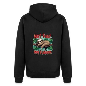 Sloth Cozy Relaxing Sleeping Meditation - Unisex Premium Organic Zip Hoodie - black - Back - Nico (187cm)