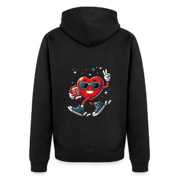 Valentine's Day Football Chucks Heart America Funny - Unisex Premium Organic Zip Hoodie - black - Back - Nico (187cm)
