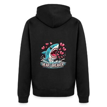 Saint-Valentin Shark Diver Coeur En Amour Vacances en Mer - Veste à capuche bio Premium Unisexe - noir - Dos - Nico (187cm)